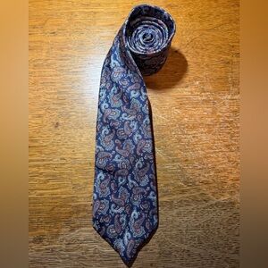Christian Dior Cravates Vintage Silk Navy Red White Paisley Neck Tie